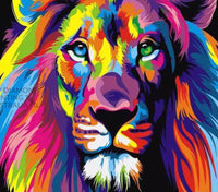 Diamond Painting Kit Full Drill Round Colourful Lion